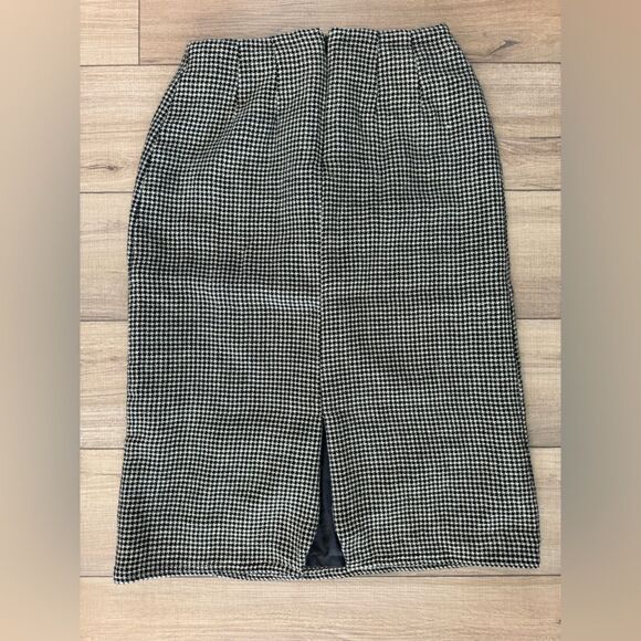 Harve Benard Sports Wool Gingham Skirt 12 Houndstooth women’s pencil vintage - Picture 4 of 4